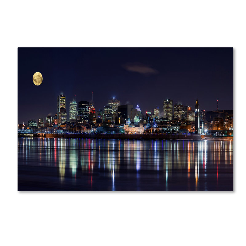 «Wraped Canvas Wall Art», art mural Yuppidu «Montreal Night» pour le salon, la chambre à coucher ou le bureau - 16 x 24