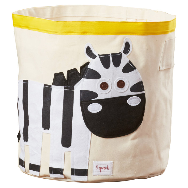 3 Sprouts - Canvas Storage Bin - Laundry and Toy Basket for Baby and Kids - Zebra