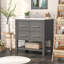 Fet 30" Single Bathroom Vanity With Solid Wood Frame And Ceramic Top-1012999719