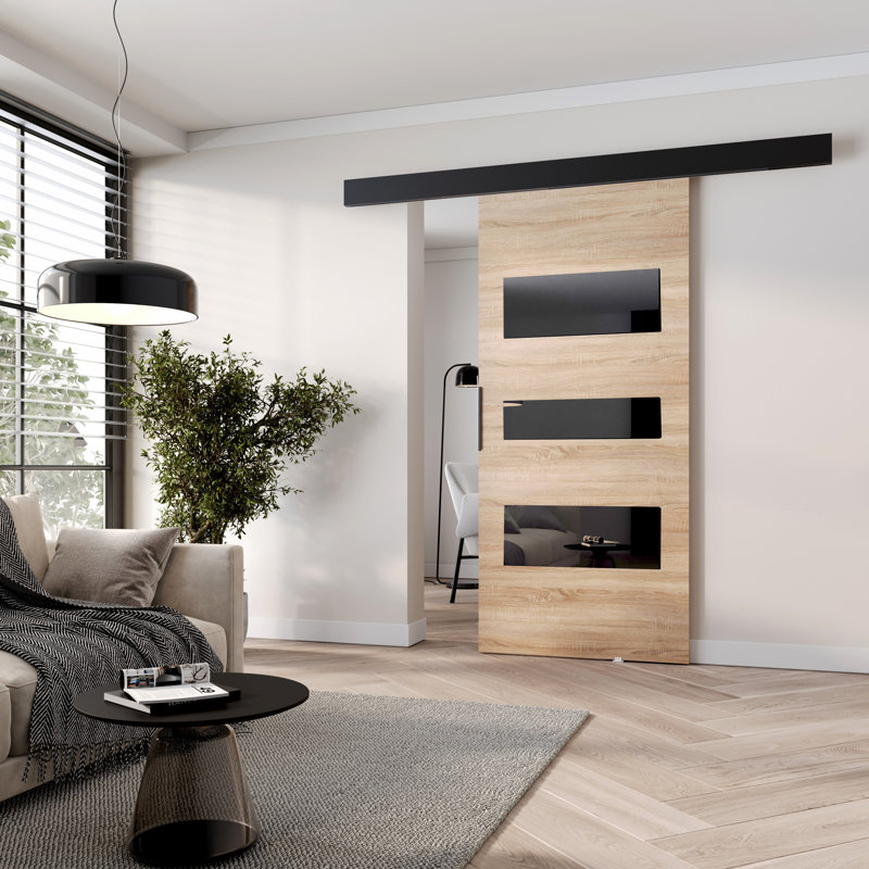 Sliding Door Prim C, Interior Door, Sonoma Oak/Black, 76cm x 205cm