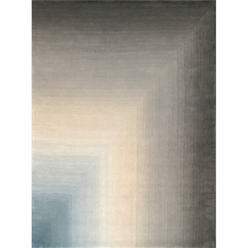 Tapis gris / turquoise Rodeo, Rectangle 8 pi 9 po x 11 pi 9 po