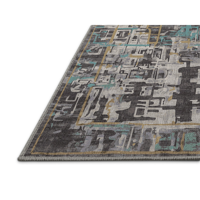 Tapis gris lavable à la machine, Rectangulaire 3 pi x 5 pi