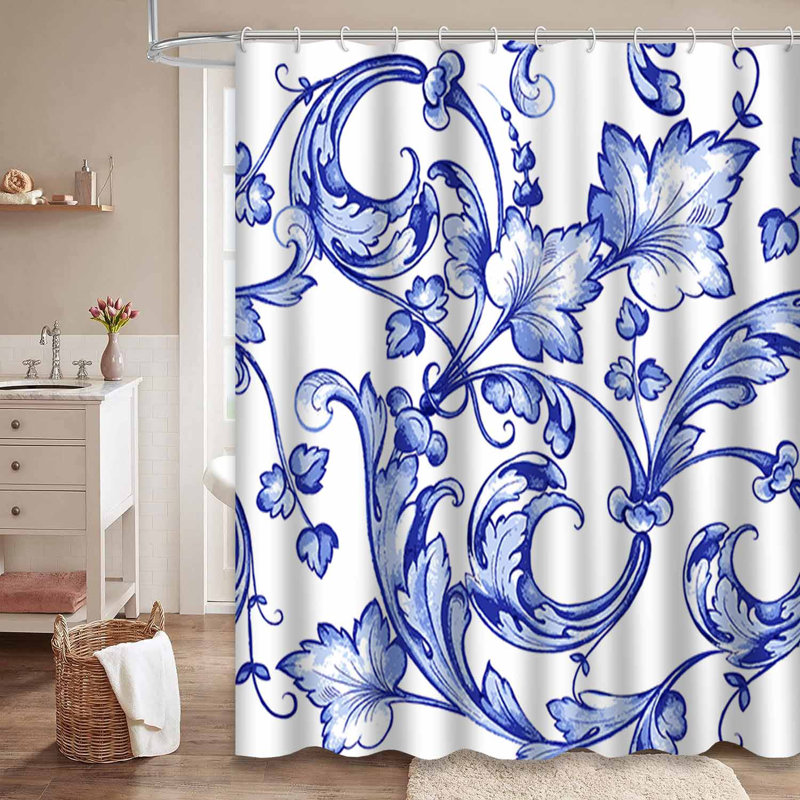 Rideau de douche à 12 crochets Floral, L 72 po x l 84 po