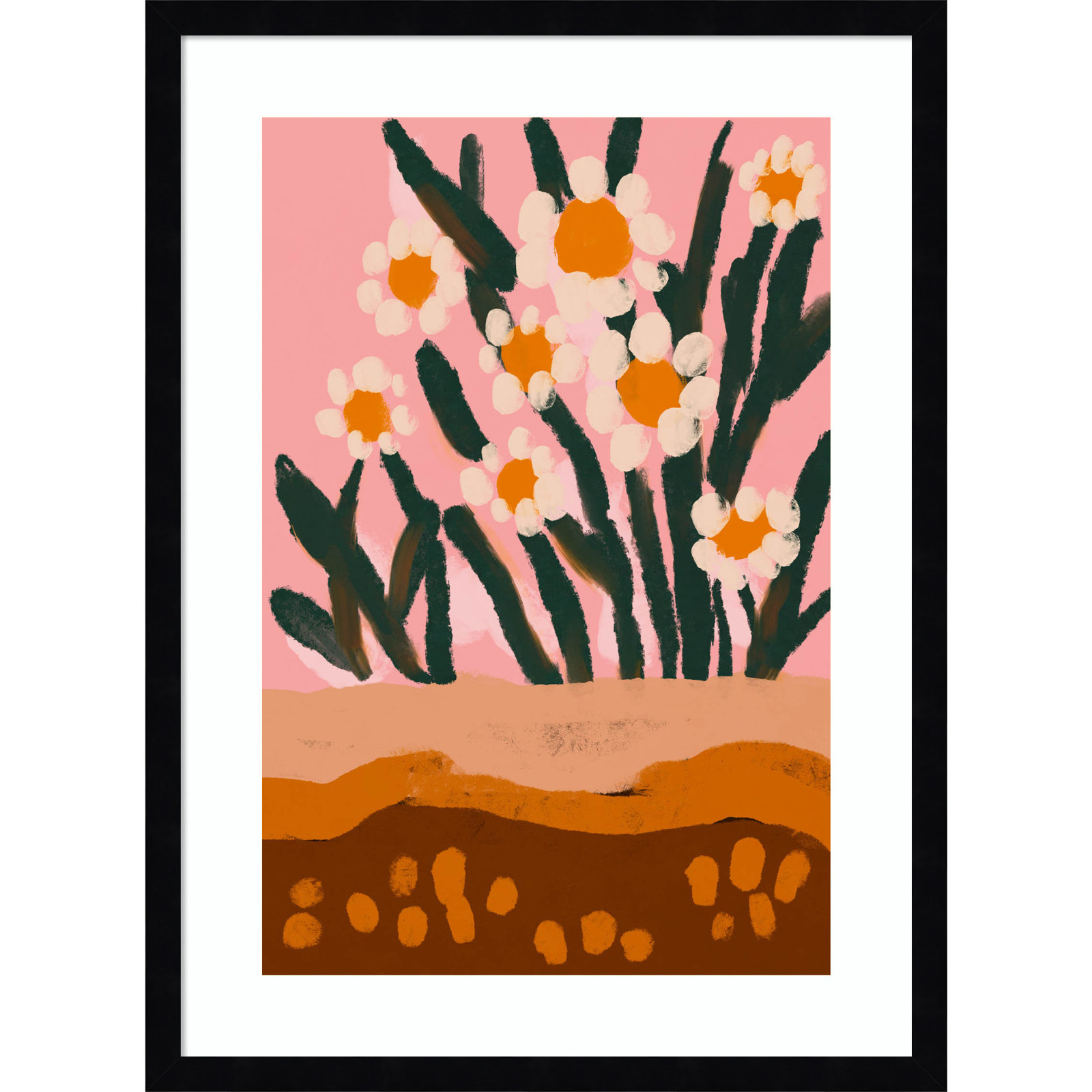 Galya "Pastel Flower Impression No 3" Print, 25" H x 19" W, Black
