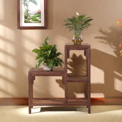 Flower frame solid wood high and low layer bonsai