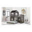 Lit superposé simple en bois sur lit double, lit mezzanine avec maisonnette, maison de campagne, échelle et garde-corps, gris antique