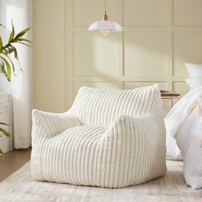 Classic Soft Faux Fur Bean Bag Chair, Memory Foam Filled