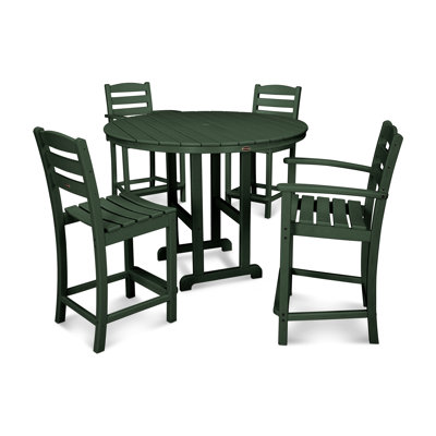 POLYWOOD La Casa Café 5-Piece Round Farmhouse Counter Dining Set
