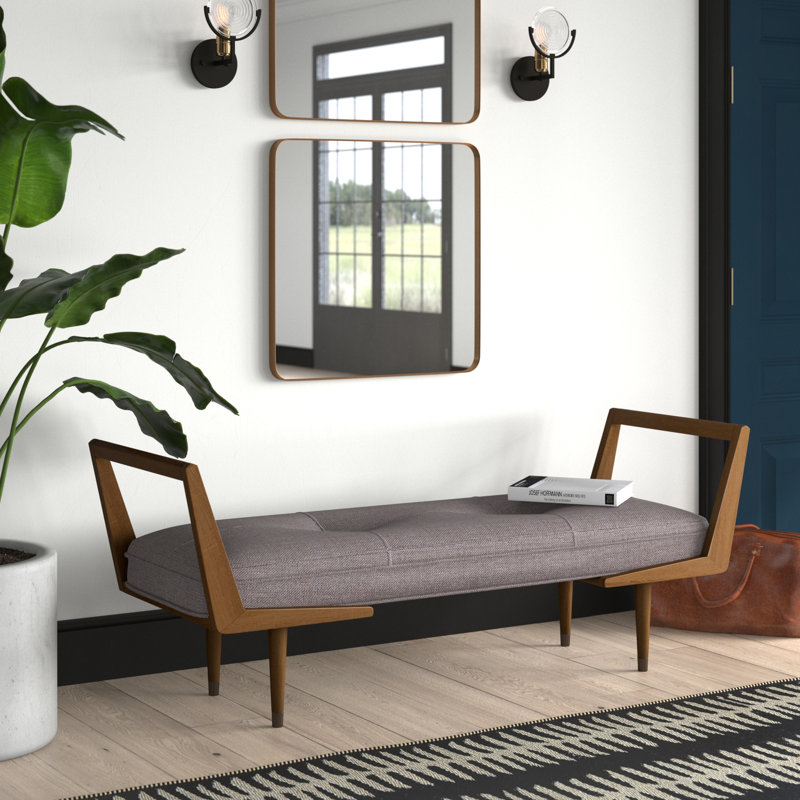 Bridport Polyester Blend Upholstered Bench, Taupe Gray