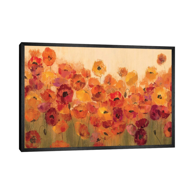 Summer Poppies II by Silvia Vassileva - Wrapped Canvas Painting, 66.04 cm H x 45.72 cm W, Black Floater Framed