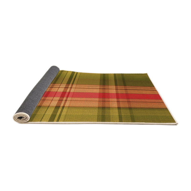 Tapis orange en laine à carreaux, Rond 5 pi