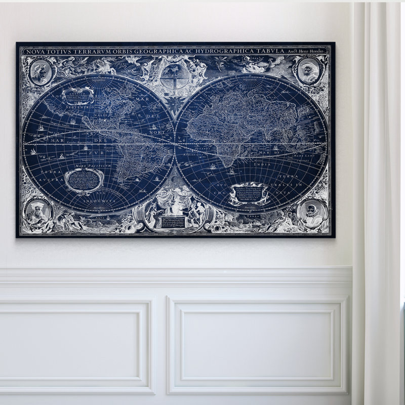 « blue trésor map », impression, H 18 po x l 27 po x P 1,5 po, Toile tendue