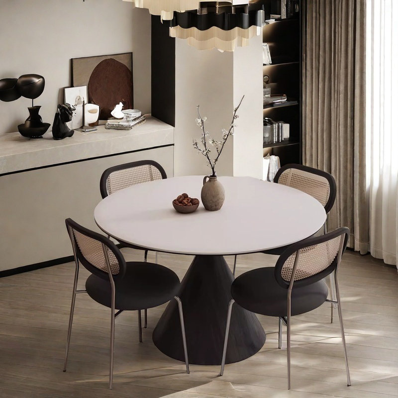 Table de salle à manger ronde simple de style rétro et chaise, H 29,5 po x L 39,3 po x l 39,3 po