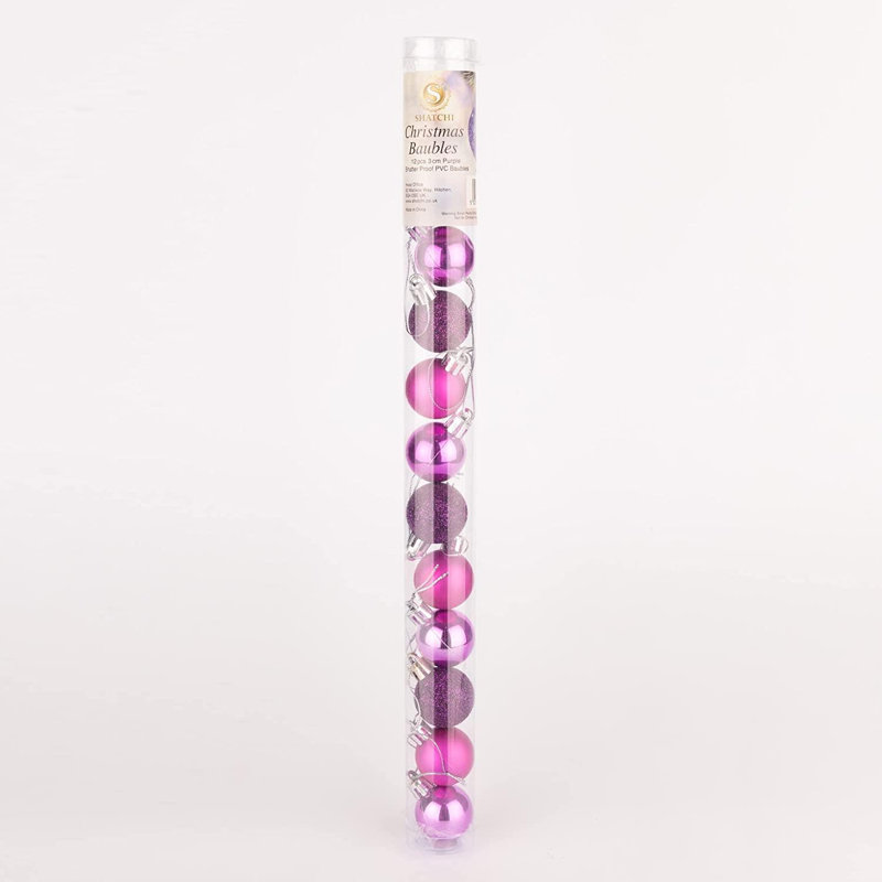 Polyvinyl Chloride (PVC) Bauble, Purple, 3cm H x 3cm W x 3cm D