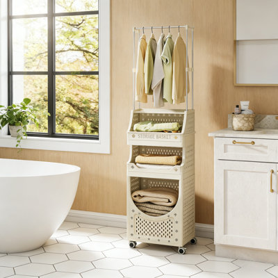 Plastic Laundry Cart with Wheels