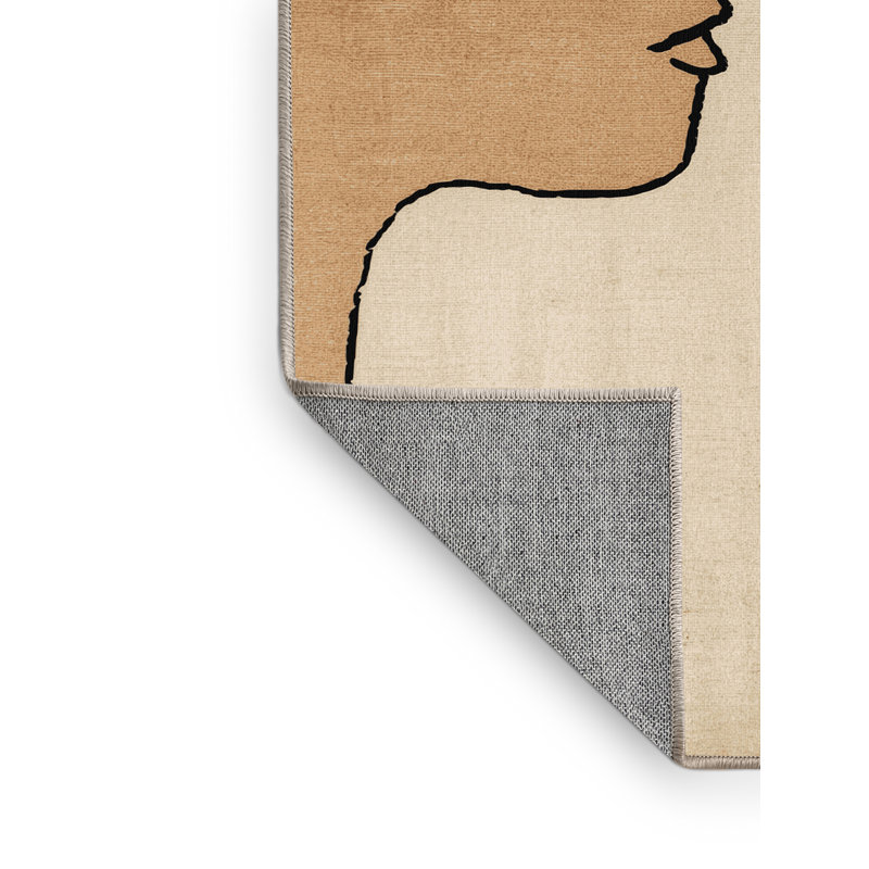 Machine Washable Williamsbridge Valentines Modern & Contemporary Abstract Rug in Beige – Beige Binding, 5x7