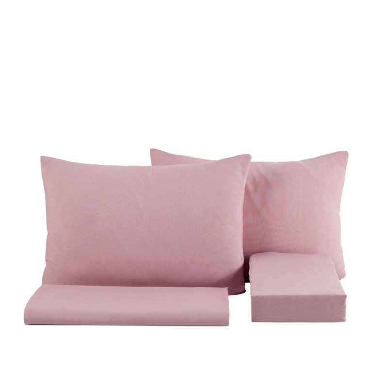 Ensemble de draps 4 pièces, Rose foncé, Grand lit