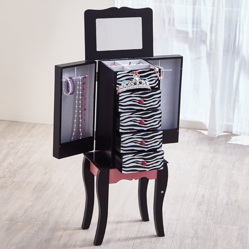 Fashion Prints Freestanding Hand Painted Jewelry Armoire