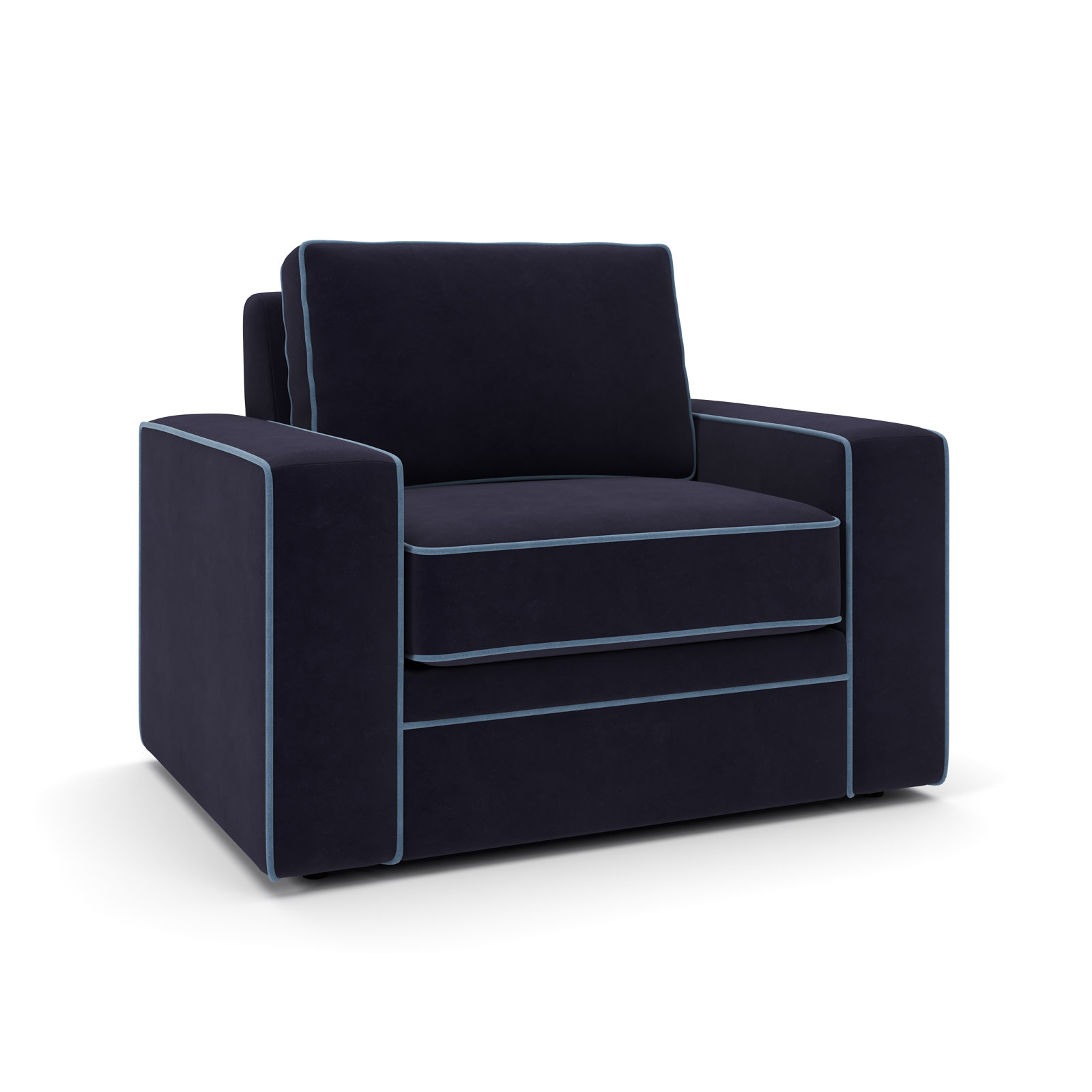 Miranda Armchair, Marquis Midnight with Blue Velvet Piping