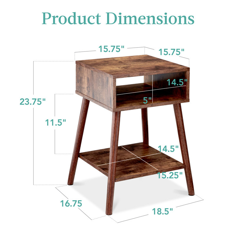 White Mid-Century Modern Wood End Tables with Storage