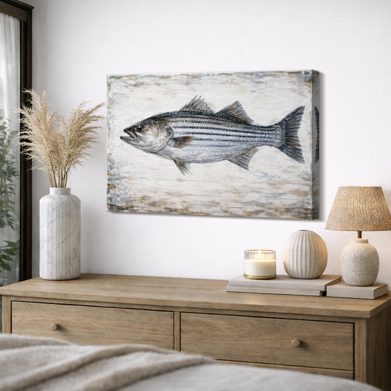 Œuvre rayée, photos de poissons côtiers, impression sur toile encadrée, Toile tendue, H 16 po x l 24 po x P 1,5 po