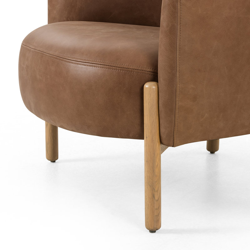 Enfield Barrel Chair Chair with Ottoman, Palermo Cognac Genuine Leather