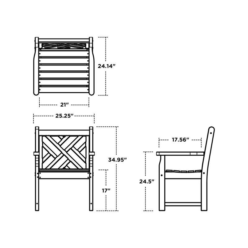 POLYWOOD Chippendale Garden Arm Chair, Black