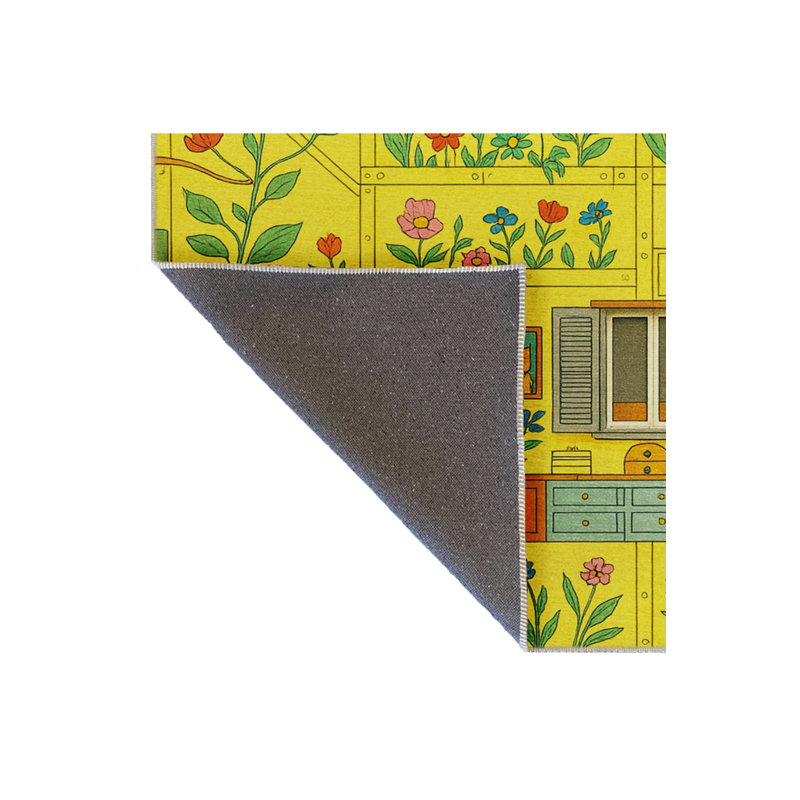 Tapis bleu tissé lavable rétro Mosso, 3'11" x 5'11"