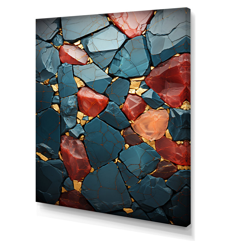 Mosaïque de pierre rouge - décoration murale en marbre, Toile tendue, H 20 po x l 12 po x P 1 po