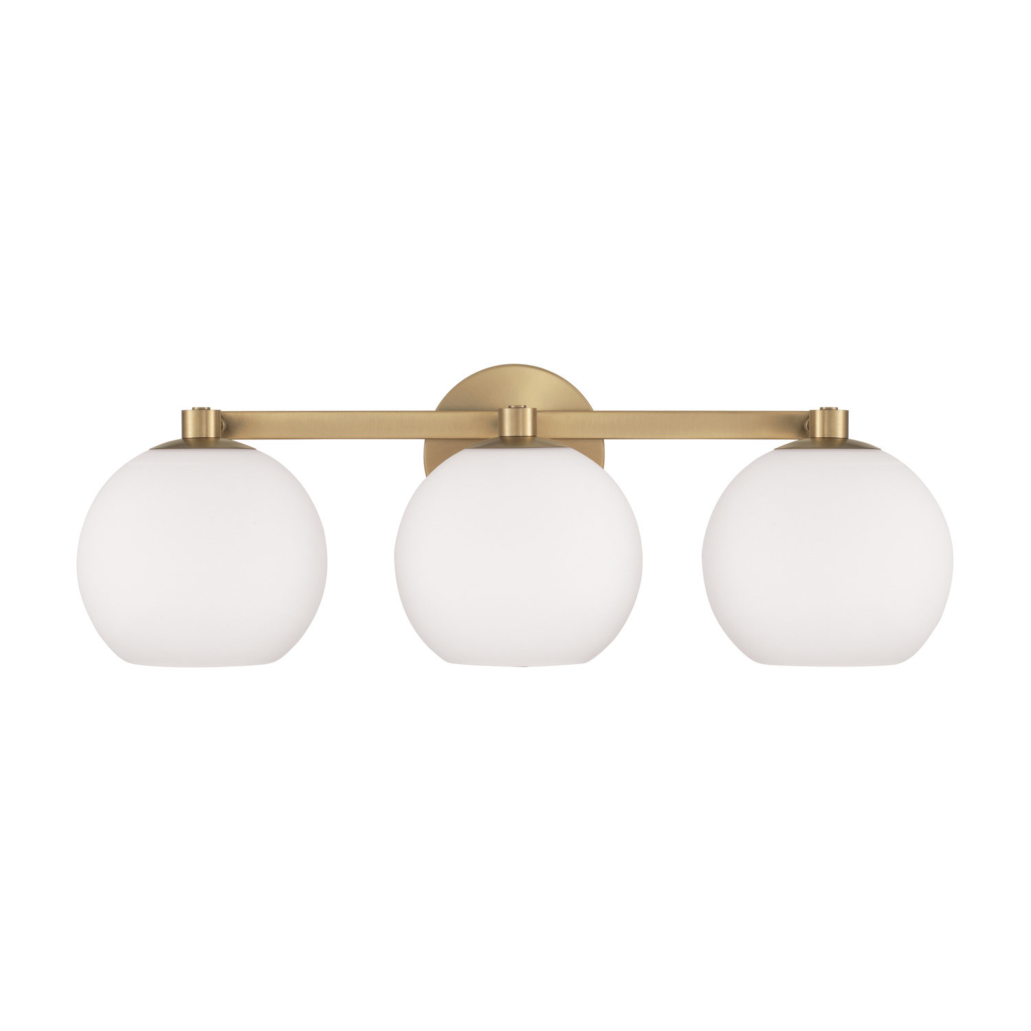 Ansley 3 Light Frosted Dimmable Vanity Light, Aged Brass