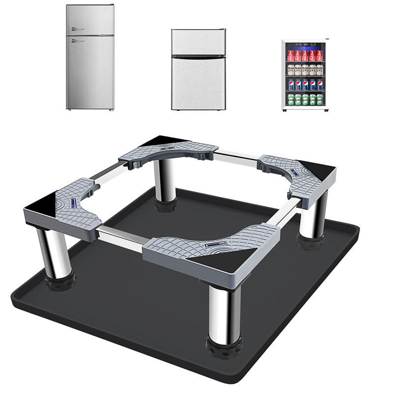Mini Fridge Stand With Silicone Mat, Universal Stand Base Adjustable Refrigerator Stand With 4 Sturdy Feet