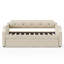 Lit de jour rembourré avec couchette, support à lattes de bois, canapé-lit à structure rembourrée, simple, beige-1032907715