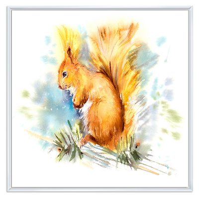 Portrait d'un écureuil roux - peinture sur toile