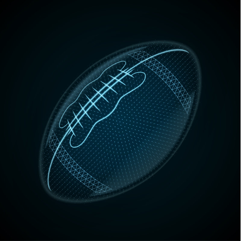 Glowing Rugby Ball by Vinap - Wrapped Canvas Print, 51cm H x 51cm W x 3.8cm D
