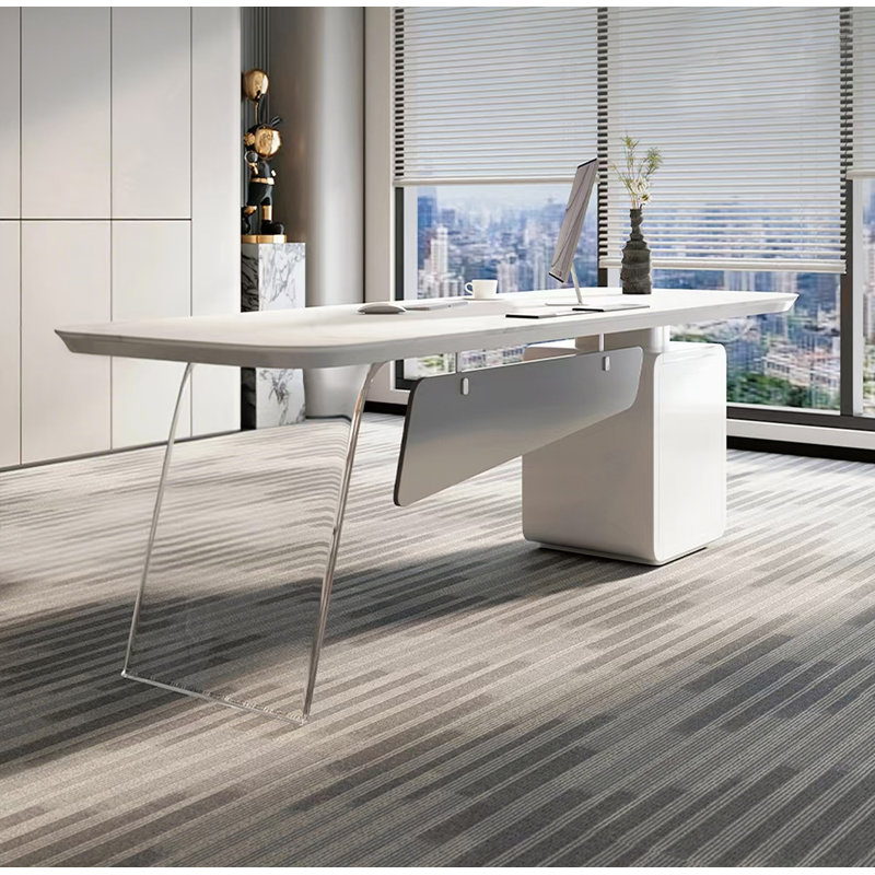 Bureau italien en pierre frittée minimaliste, H 29,5 po x l 63 po x P 27,6 po
