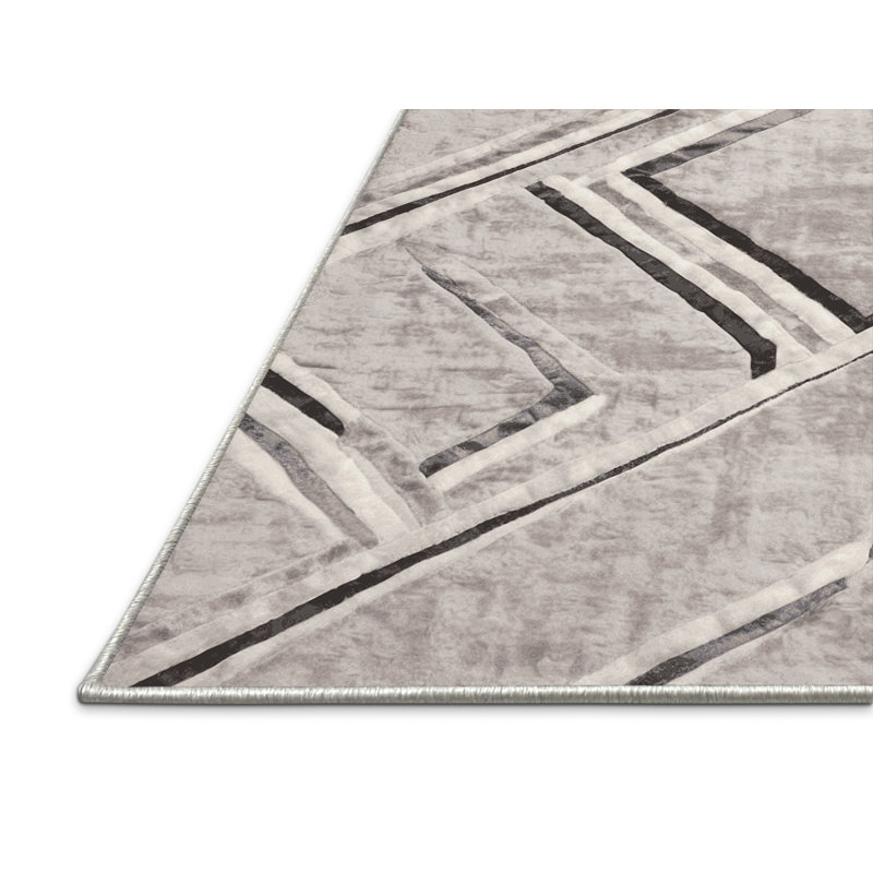 Tapis beige soyeux et moelleux, Rond 5 pi