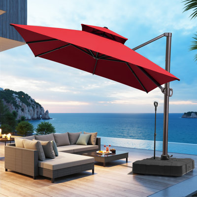 154'' X 119'' Rectangular Cantilever Umbrella with Easy-Move Base | One-Person Mobility