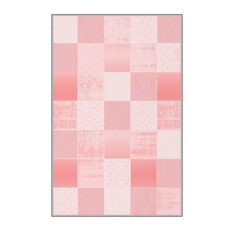 Tapis tissé élégant, 5,6 x 7,5 pieds, 100% polyester, hauteur des poils de 0,3 po | Pois antibactérien, feutre en PVC antidérapant, lavable à la machine | Impression 3D numérique, durable et facile à entretenir - parfaite pour n'importe quelle pièce