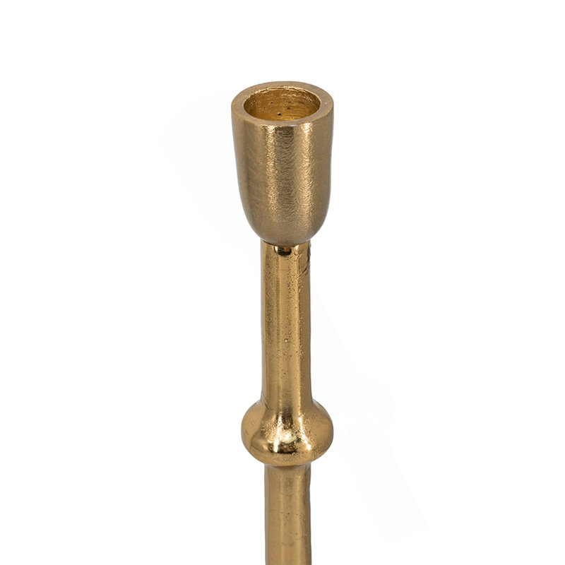 D5x19" Slender Aluminum Taper Candle Holder With Bead Accents, Bronze