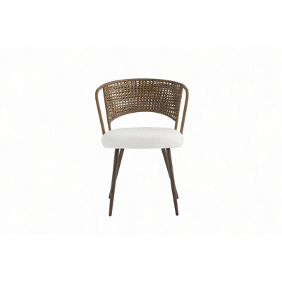 Chaises de salle à manger en osier - ensemble de 4 pièces - Chaise de cuisine à dossier canne rembourré avec coussin éponge, chaise de salle à manger à oreilles avec pieds en métal, convient à la maison et à la cuisine