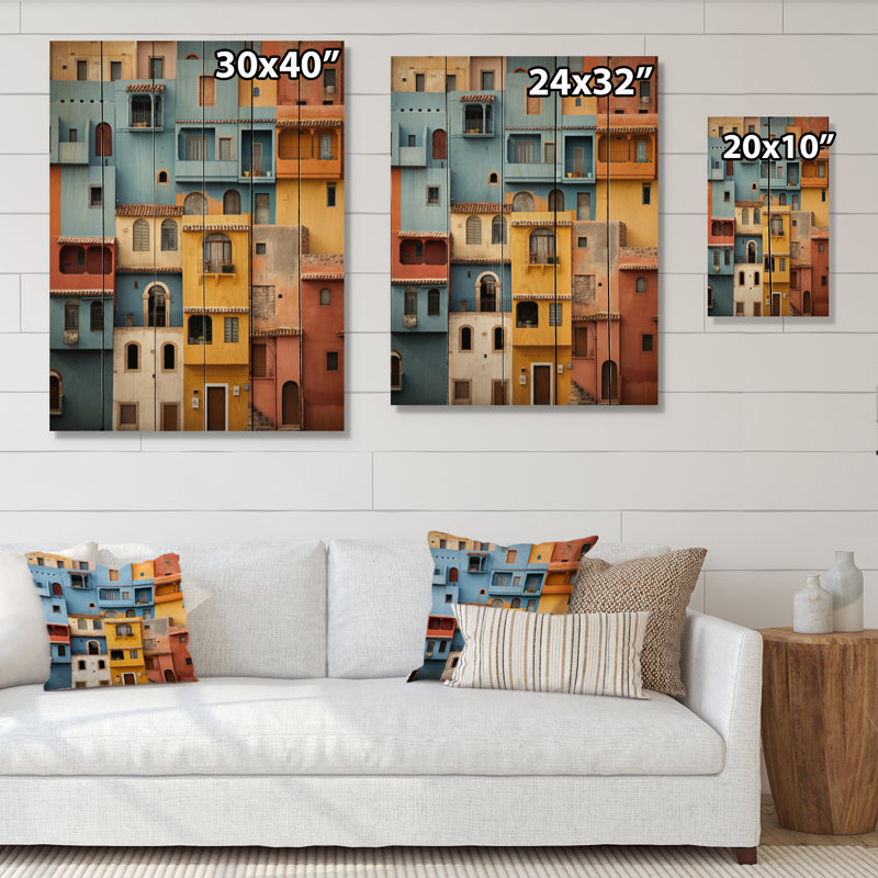 «Colorful Mexico Colorful Casas This I» sur bois, H 40 po x l 30 po x P 0,78 po