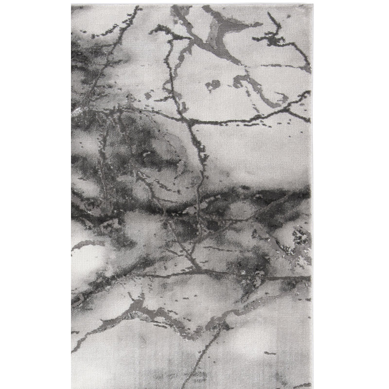 Swindle Abstract Grey/Silver Area Rug, Rectangle 8' x 10'