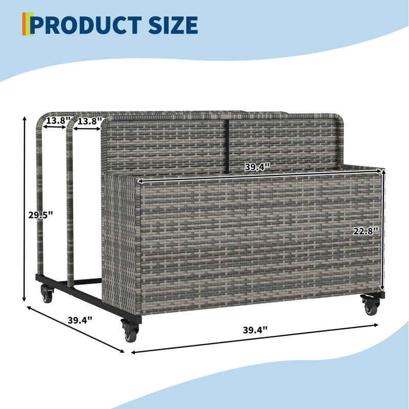Rangement flottant pour piscine avec roulettes, Gris