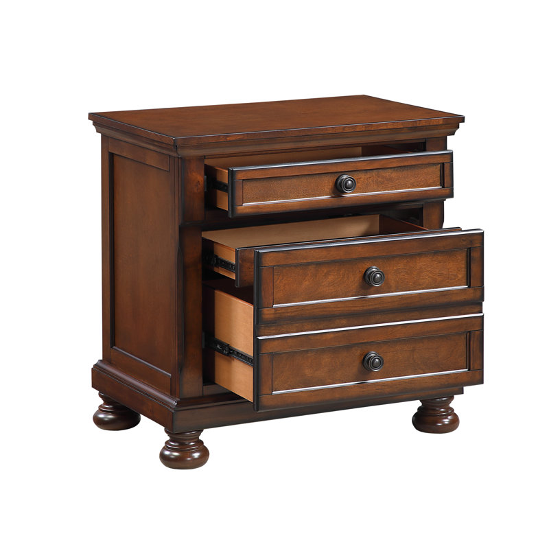Ensemble de chambre avec lit en bois 6 pièces Eedie, Grand, 3 Pieces: Bed, 2 Nightstands