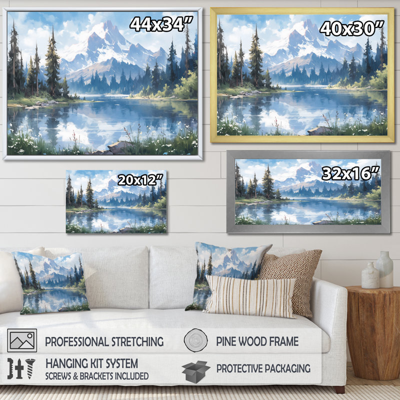 «Mountain View Bliss III - Countryside», reproduction d'art sur toile encadrée, H 34 po x l 44 po, Doré