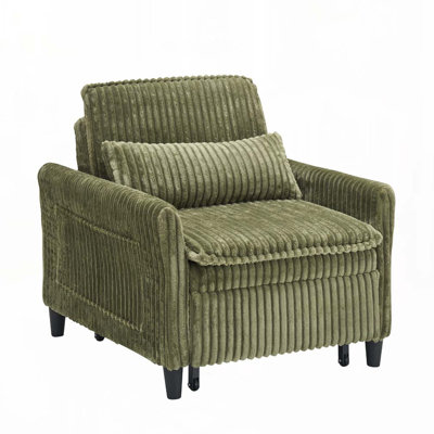 Corduroy Fabric Accent Club Armchair with a pillow by Latitude Run