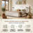 King Velvet Upholstered Platform Bed Frame with 2 Attached Nightstands & 2 Extra Large Drawers & Floating Shelves, No Box Spring Needed, Beige-164865356-164865393