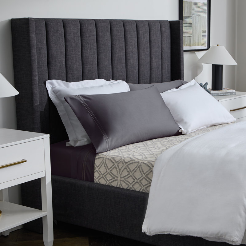 Supima 600 Thread Count Premium Cotton Fitted Sheets Set, Dark Gray, Queen Sheet Set + 1 Fitted Sheet + 2 Pillowcases