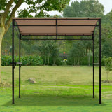 Outdoor 7 Feet Grill with Serving Shelf and Storage Hooks