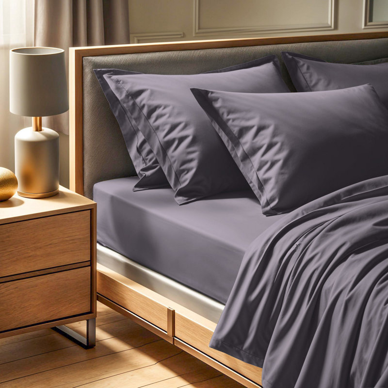 Premium Fitted Sheet, 100% Cotton Ranforce, 55.1 x 78.7 + 11.8 inches | 155 Thread Count, Soft & Breathable | Machine Washable at 86°F, Elegant Grey Color | Perfect for Comfortable Sleep